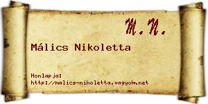 Málics Nikoletta névjegykártya