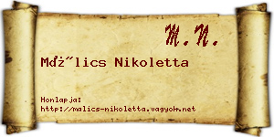 Málics Nikoletta névjegykártya