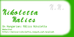 nikoletta malics business card