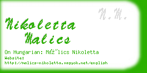 nikoletta malics business card